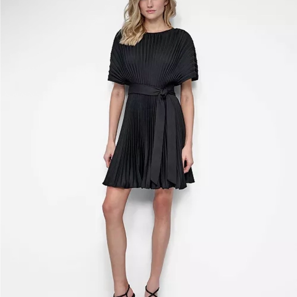 EUC DKNY Sunburst Pleated Fit & Flare Dress